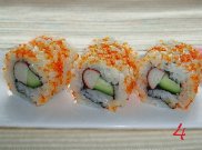 sushi rezept_Ura-Maki_Surimi, Gurke & Tobiko